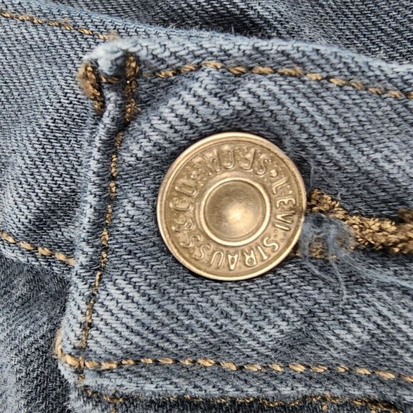 Levis Jeans Mens 44x30 501 Blue Cotton Hi Rise Button Fly Classic Straight *GUC* - Picture 4 of 14